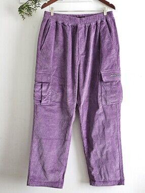 Welcome Chamber Corduroy Cargo Baggy Y2K Pants Purple Loose Fit Skate Size Large